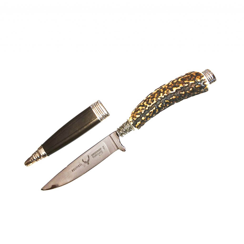 Trachtenmesser Messer Jagdmesser  Rehkrone mit Edelweiß  75er