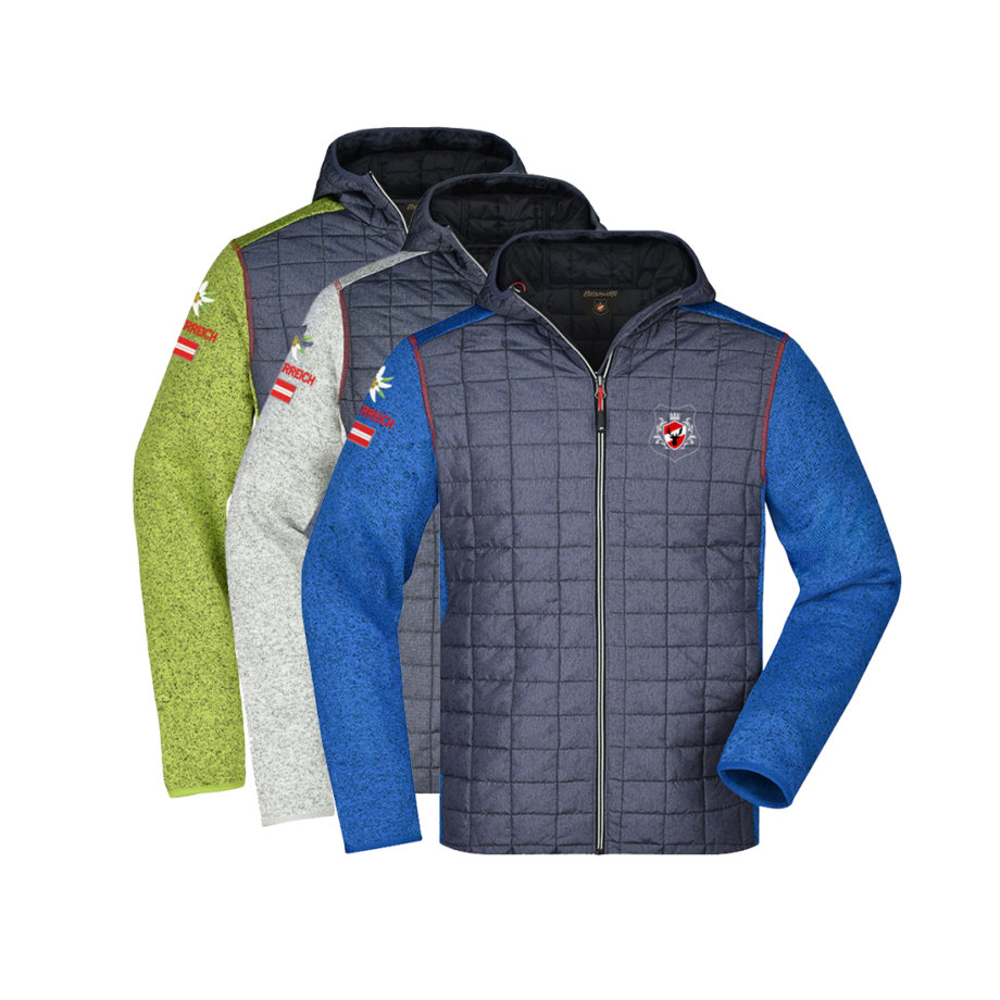 Edelschwortn Strickfleecejacke Österreich Edition Herren (blau/grau/grün)