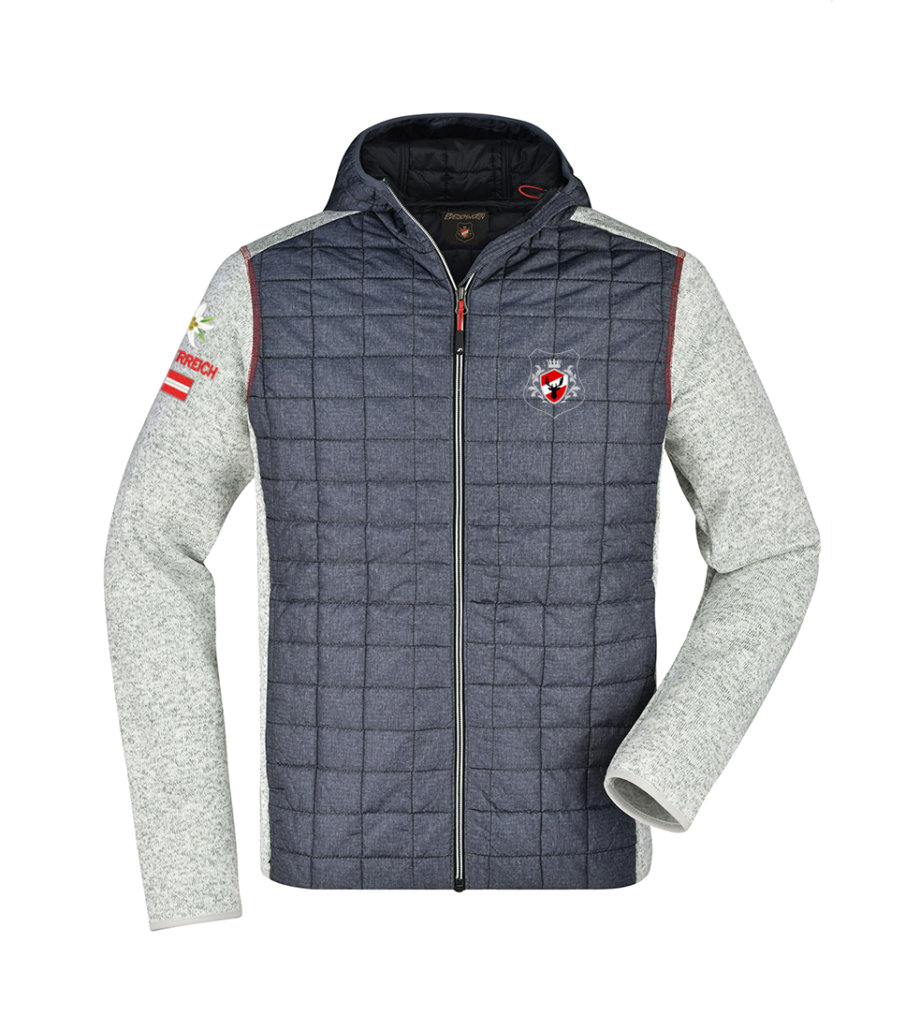 Edelschwortn Strickfleecejacke Österreich Edition Herren (blau/grau/grün)