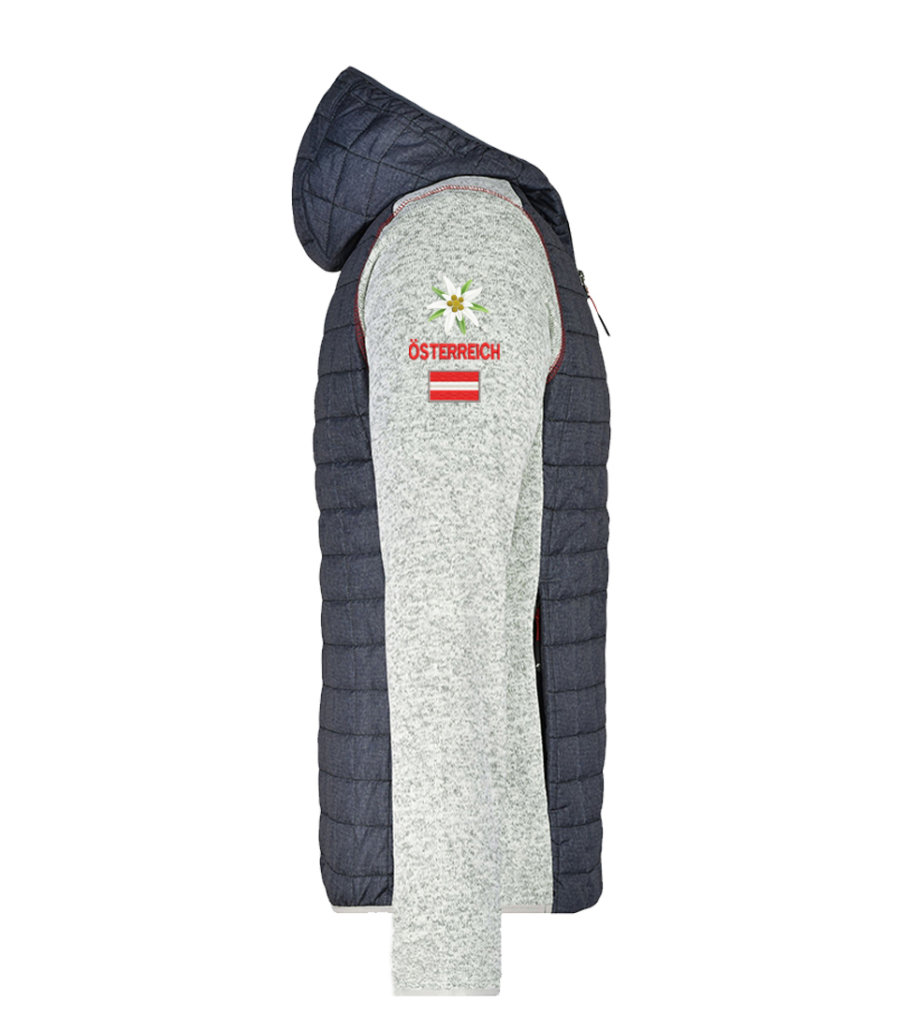 Edelschwortn Strickfleecejacke Österreich Edition Herren (blau/grau/grün)