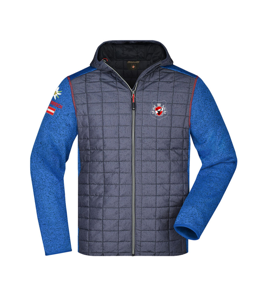 Edelschwortn Strickfleecejacke Österreich Edition Herren (blau/grau/grün)