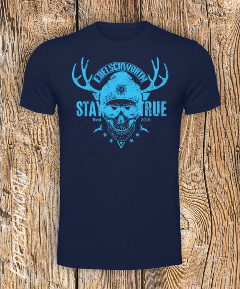 Edelschwortn Stay True T-Shirt  Navy blau