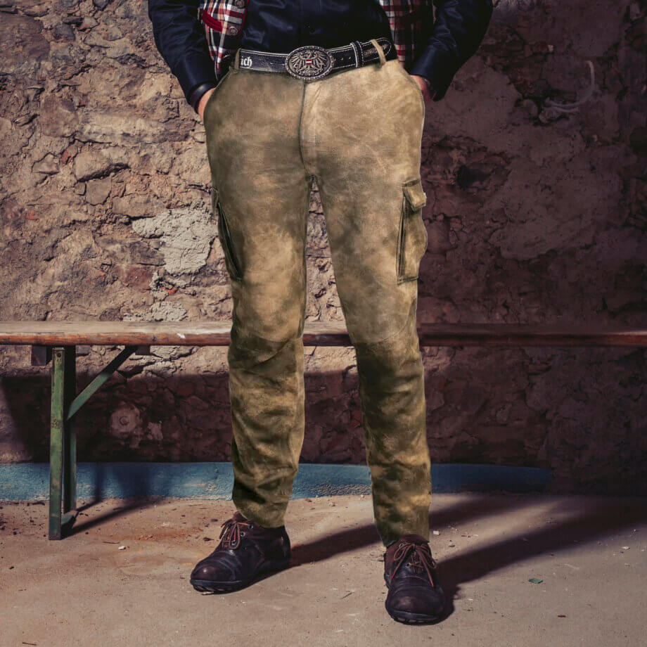 Lederhose "Jagdmeister lang" Marmor