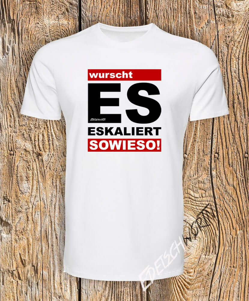 "Edelschwortn" Herren T-Shirt Eskaliert (weiß)